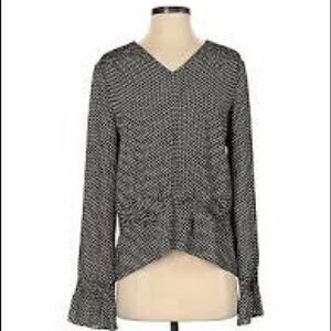 Ann Taylor XSP Bell Sleeve Polka Dotted Elastane Long Sleeve